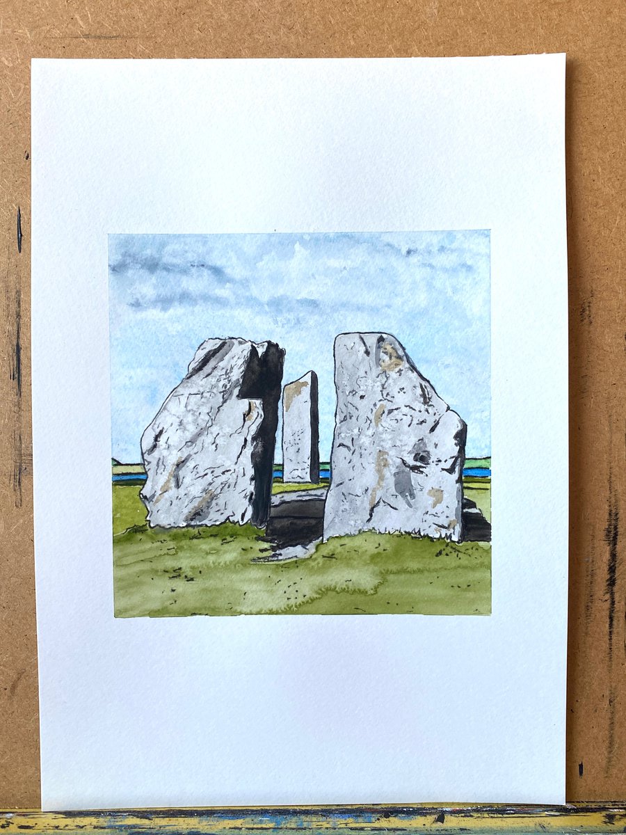 Impressionistic Landscape Limited Edition Print By Kaz Jones, 8 X 12", Stones Of Stenness Iii, Original Artwork