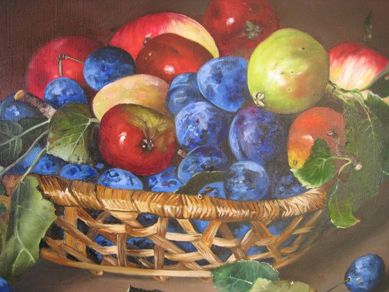 Basket of Apples and Plums