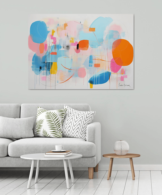 Tender blue, pink and orange abstract 18122310