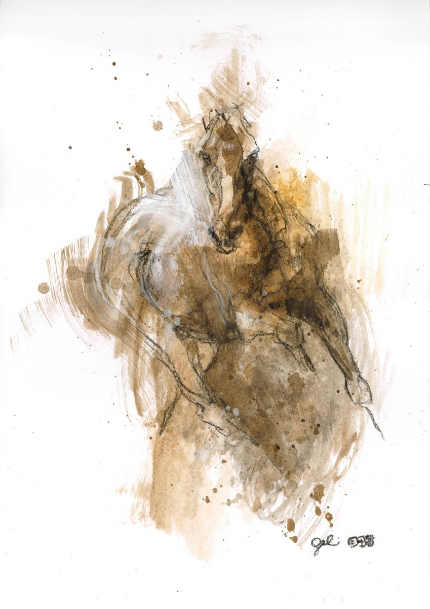 Expressive Animal Painting By Benedicte Gele, 8 X 12, Equine Nude 274, Original Artwork