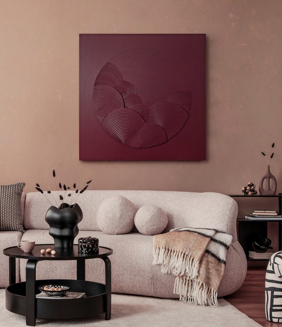"Burgundy Waves" Abstract burgundy art