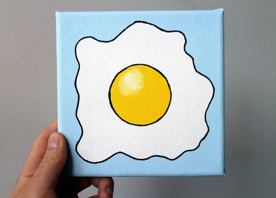 Fried Egg Pop Art Painting On Miniature Canvas