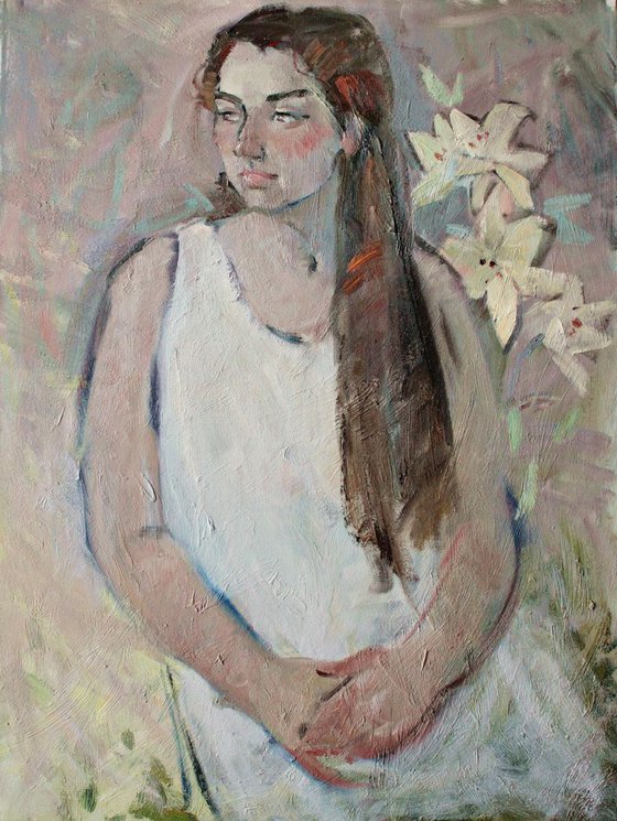 Dasha and lilies