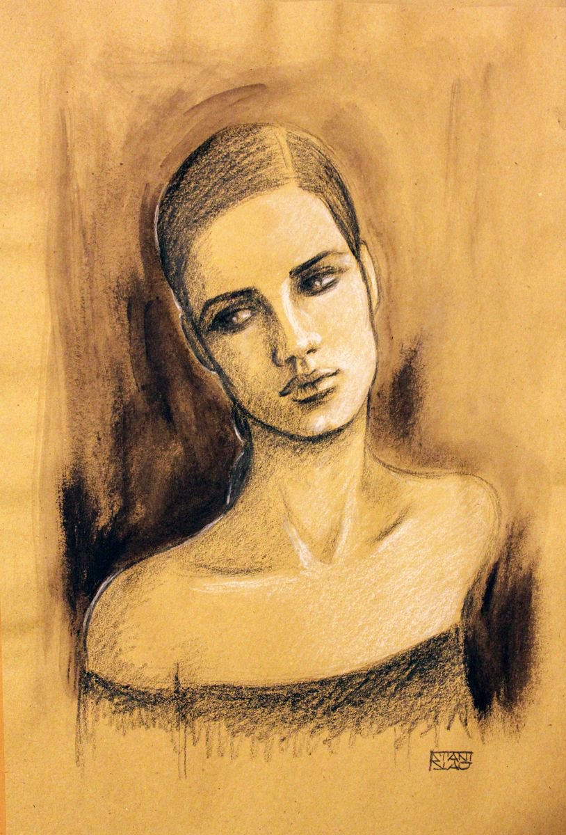 Expressive Portrait Pencil Drawing By Vincenzo Stanislao, 12 X 17", Study_7285, Original Artwork