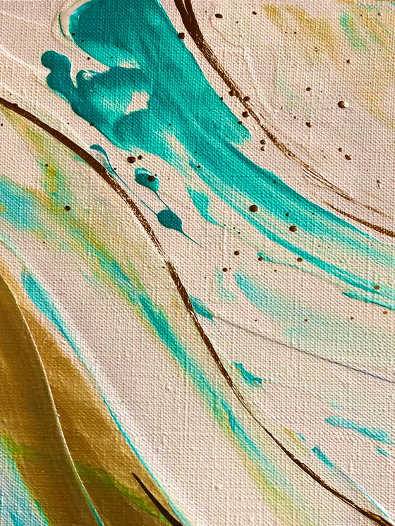 LIFE INSIDE THE WAVE - Marine abstraction. Modern abstraction. Waves. Lines. Fascinating. Spiritual. Greenish blue.