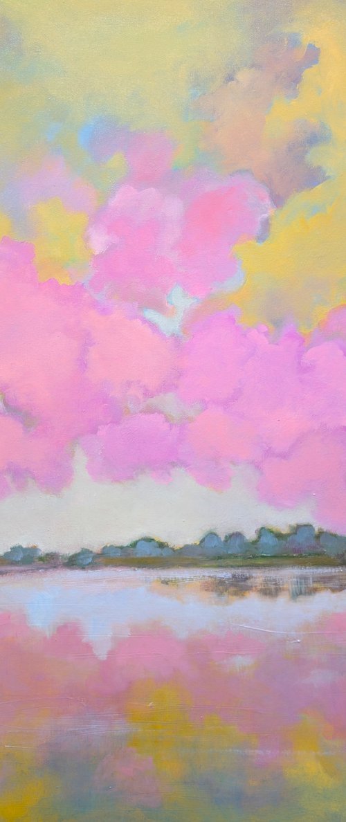 Pinks above the Lake. by Veta  Barker