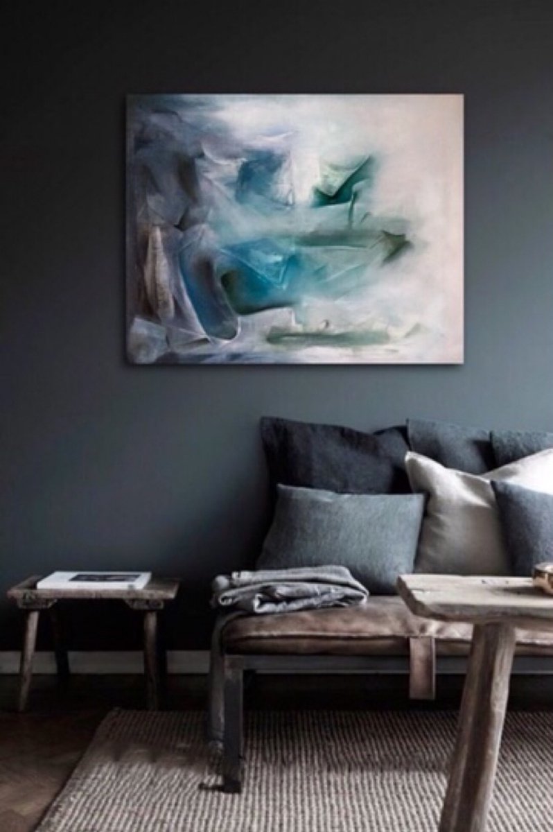 Expressive Abstract Oil Painting By Roberta Cervelli, 39 X 31", Elegy, Original Artwork