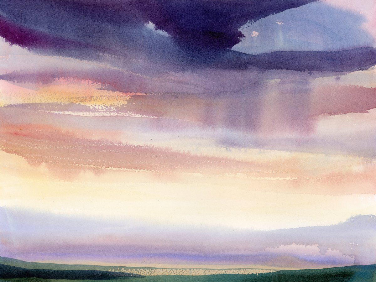 Abstract Watercolour , Violet Days By Dena Adams, 18 X 14, Artwork For Sale On Artfinder