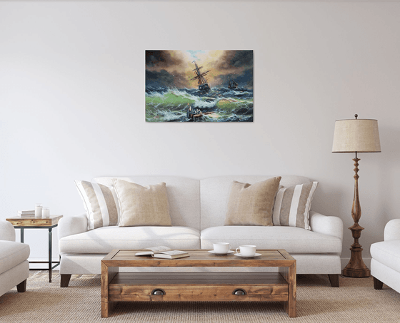Restless sea -2 (60x90cm, oil painting)