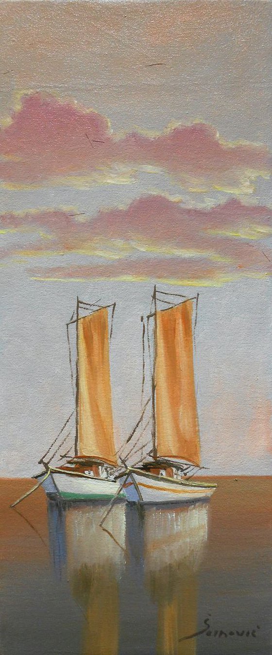 The boats, oil on canvas, seascape