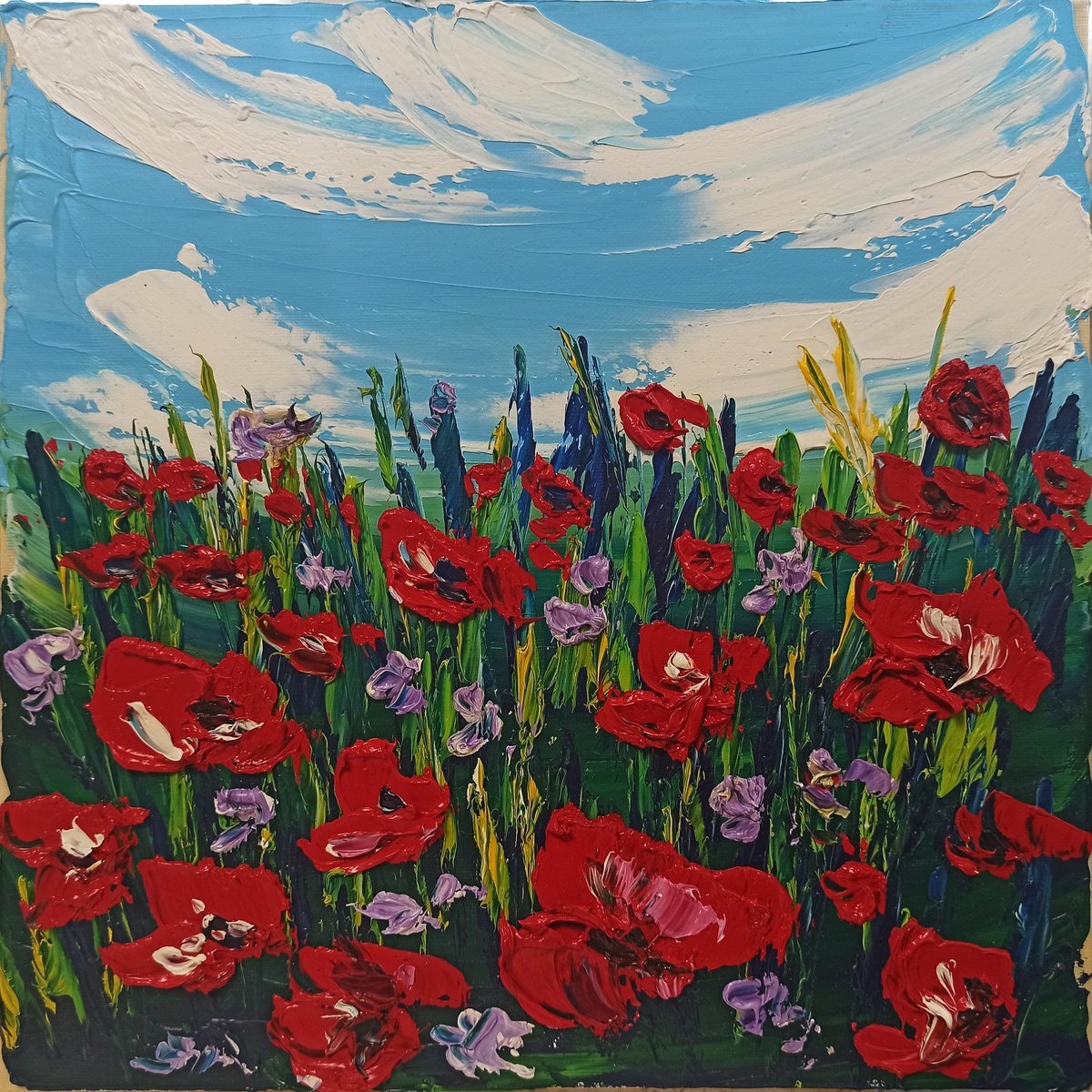 Impasto poppies at the meadow by Oksana Fedorova