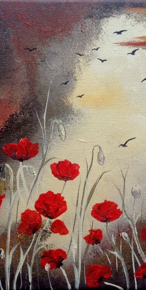 Poppies under a Full Moon by Marja Brown