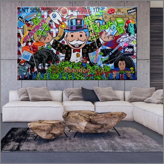 Monopoly Stock Picker 250cm x 150cm Monopoly Man Textured Urban Pop Art