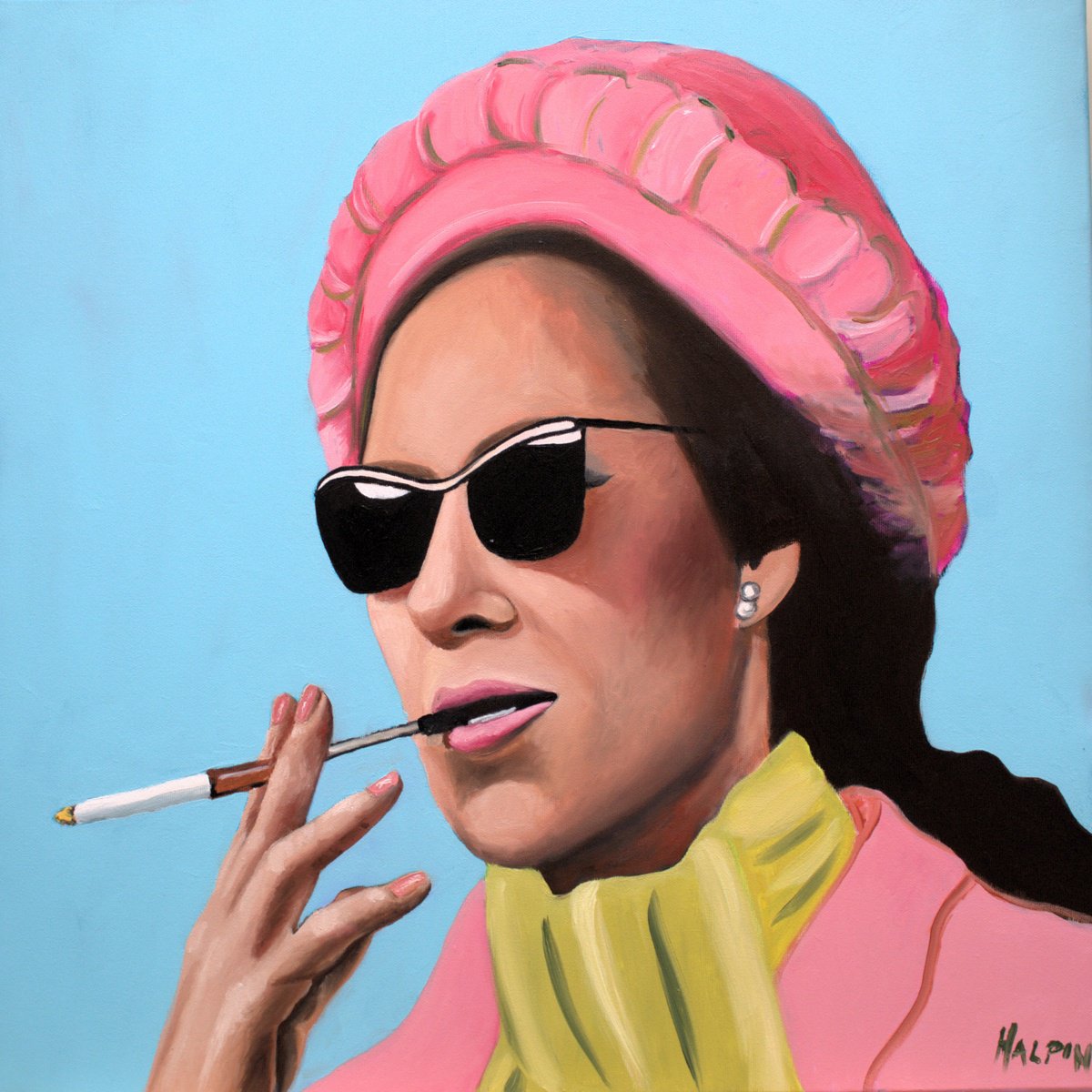 Urban And Pop Portrait Oil Painting By Mathew Halpin, 24 X 24", Princess Margaret As Herself., Original Artwork
