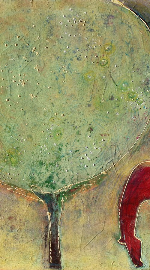 Horse and blooming apple tree. by Tatjana Auschew