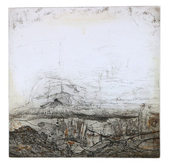 Heike Roesel "Solitary Cave", fine art etching in variation, edition of 10