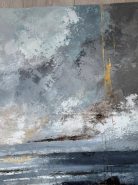 Where Silver Skies Meet Firelight-seascape