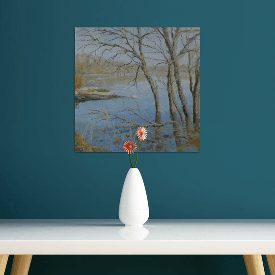 The Sunny Spring Day - river spring landscape painting