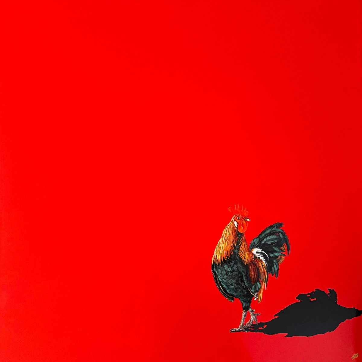 Photorealistic Animal Acrylic Painting By Lena Smirnova, 31 X 31", Only A Shadow, Original Artwork