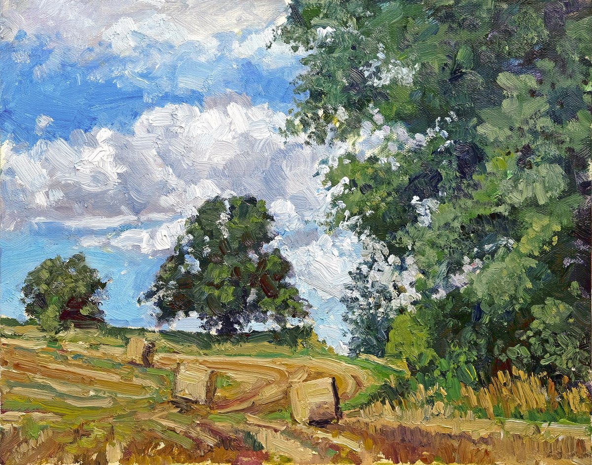 Expressive Landscape Oil Painting By Jeff Parker, 14 X 11, Wheatfield