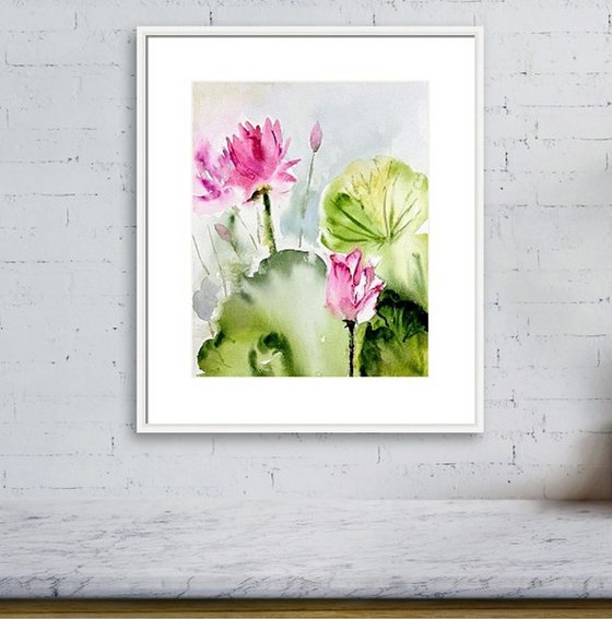 Waterlilies Lotus Painting Limited Edition Print