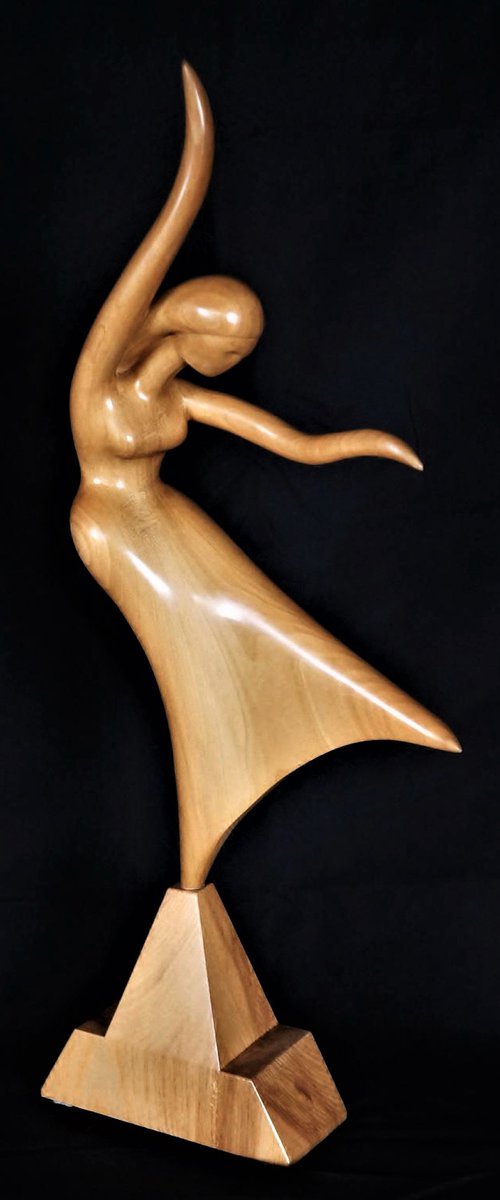 Nude Woman Wood Sculpture DANCER by Jakob Wainshtein