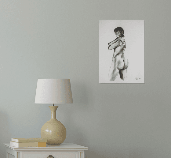 Nude in charcoal. 9. Black and white minimalistic female girl beauty body positive