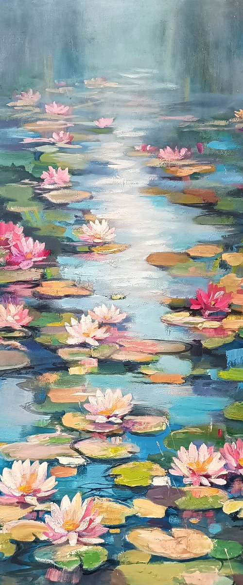 Lilies on the pond. by Olga Lomax