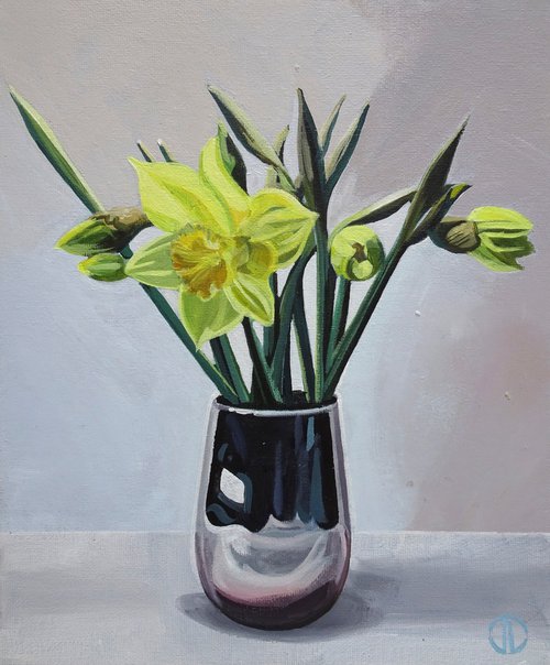Daffodils In Vase by Joseph Lynch