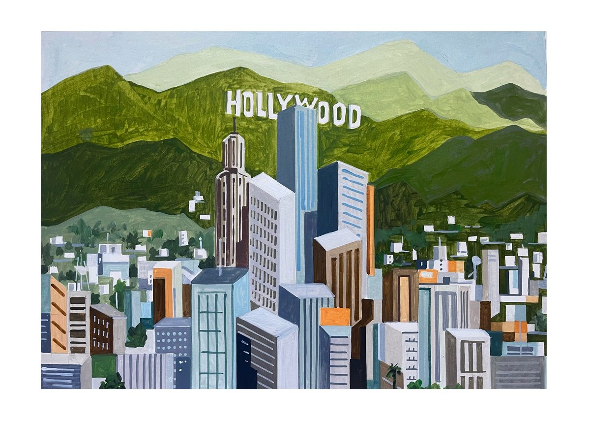 Urban And Pop Acrylic Painting , Los_Angeles-Downtown-07 By Andre Baldet, 18 X 13, Artwork For Sale On Artfinder