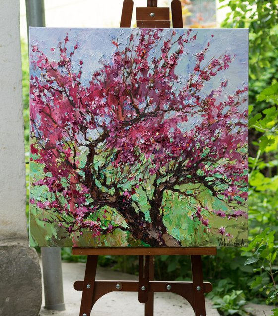 Flowering peach tree