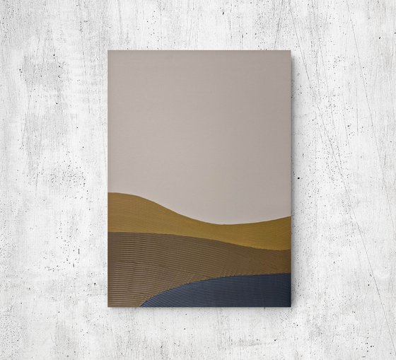 "Hills 2" Textured abstract brown navy art
