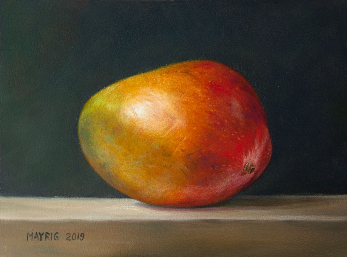 Impressionistic Still Life Oil Painting By Mayrig Simonjan, 9 X 7", Mango-02, Original Artwork