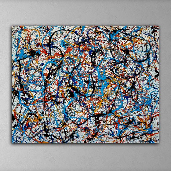 - Samick - (W)120x(H)96 cm. Style of JACKSON POLLOCK. Abstract Expressionism Painting