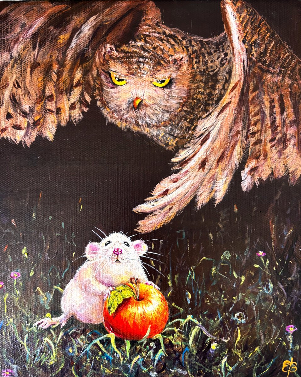 Photorealistic Animal Acrylic Painting By Lena Smirnova, 9 X 10", Catch, Original Artwork