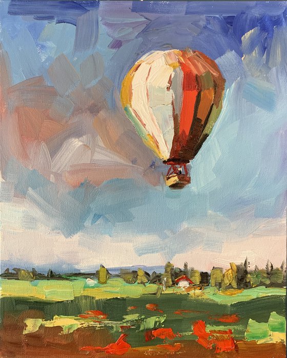 Landscape with an air balloon.