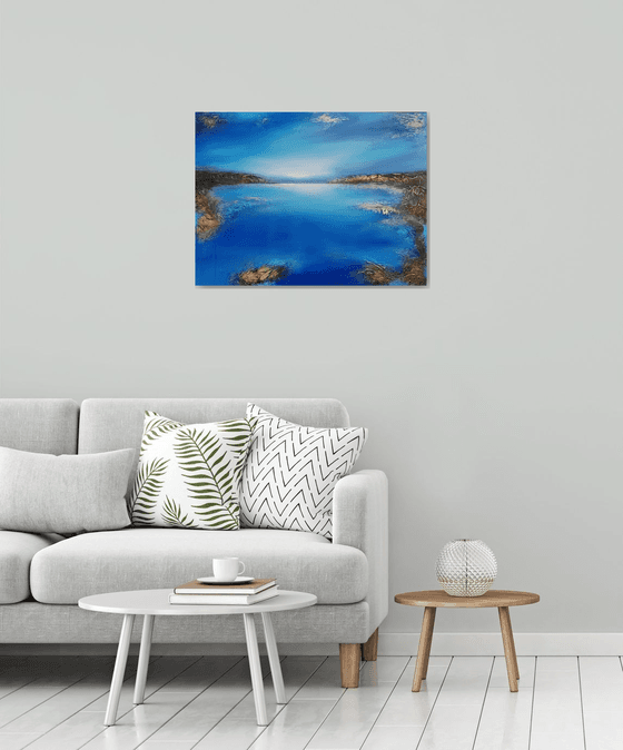 A large original modern semi-abstract seascape painting "Depth of the sea"