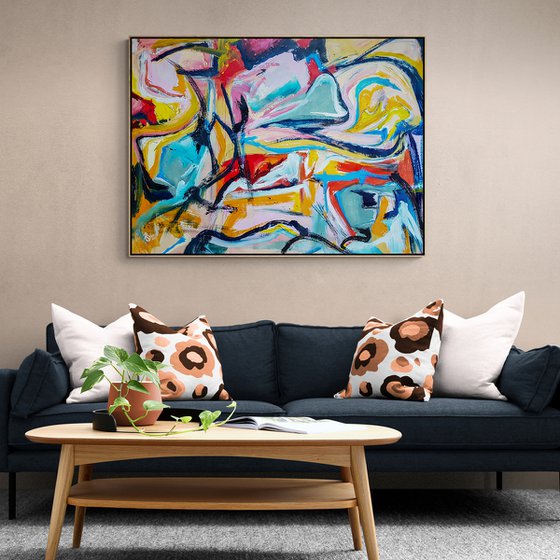 Luebo (XXL) - Abstract Painting (W)140x(H)106 cm.