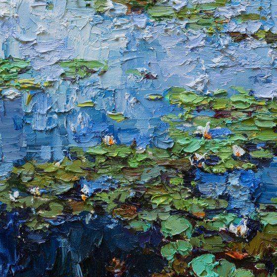 White water Lilies - Original Oil painting