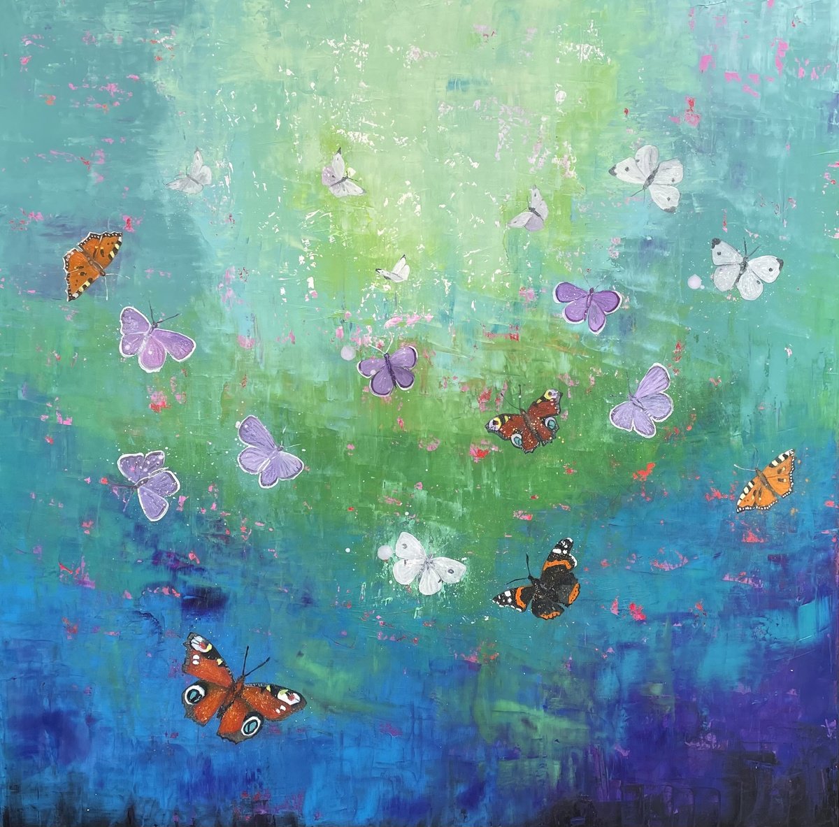 Impressionistic Animal Oil Painting By Laure Bury, 31 X 31", Into The Light, Original Artwork