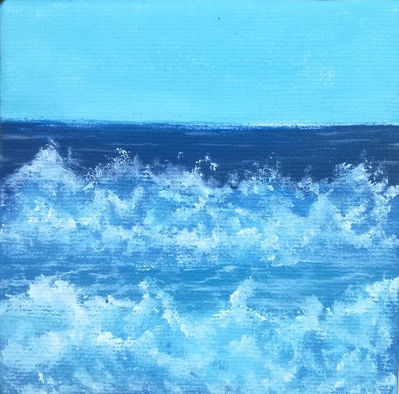 Miniature wave seascape #31 - Easel included