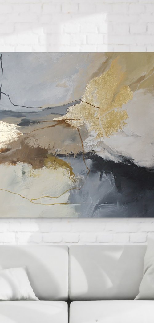 "Desert" Gray beige brown abstract art by Yana Sagan
