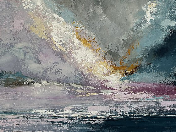 Where Silver Sky Meets Violet Water