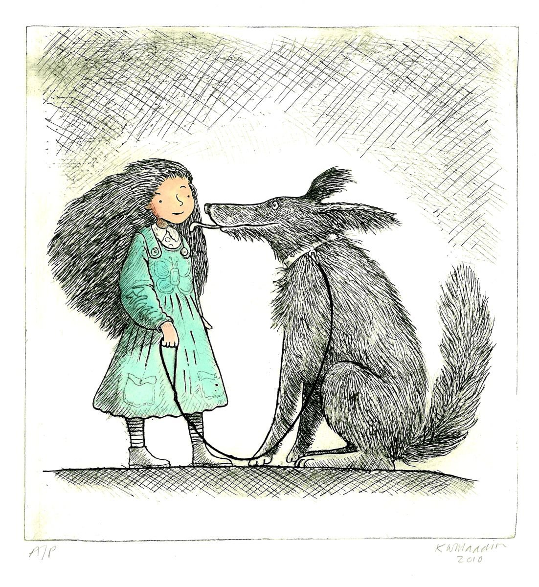 Illustrative Animal Etchings & Engravings By Kevin Maddison, 11 X 11", My Best Friend, Original Artwork