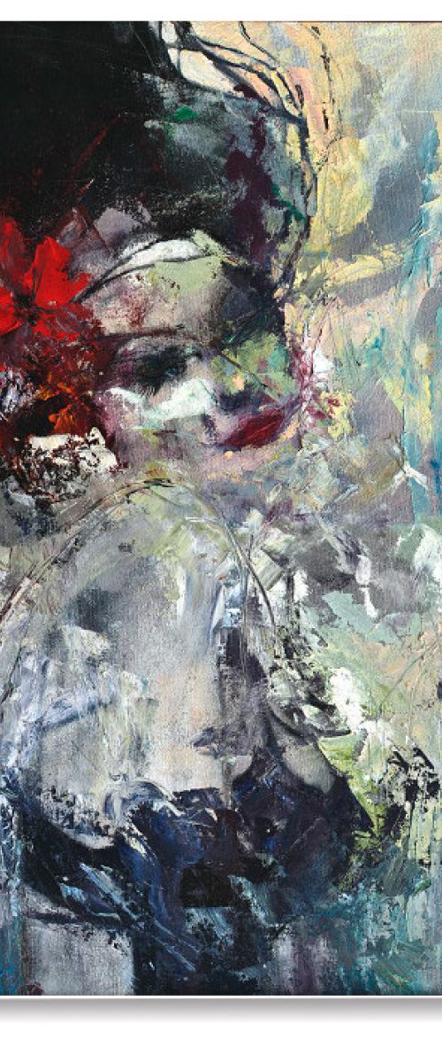 'Lady with red  flowers' by Ewa Czarniecka