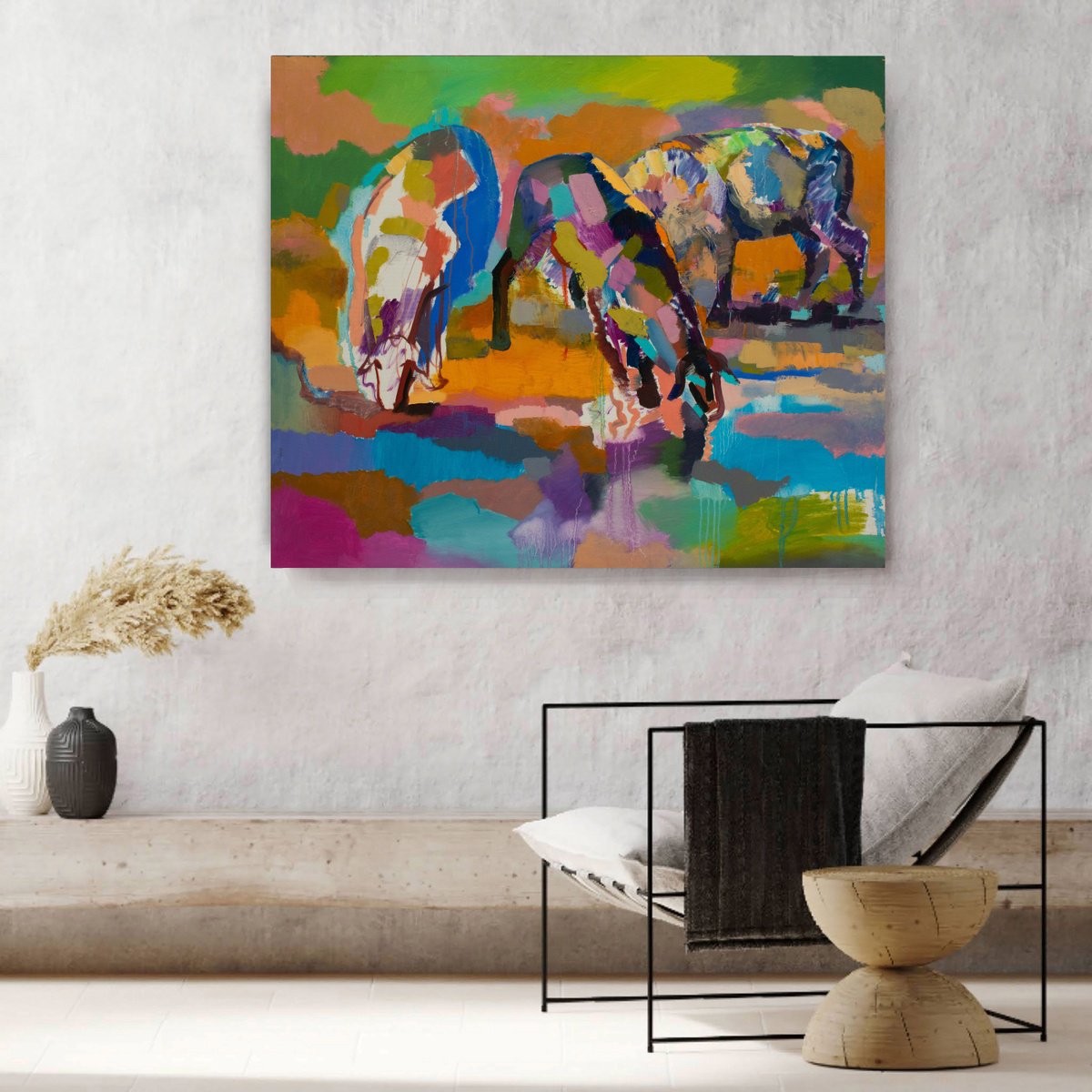 Expressive Oil Painting , Picturesque Pasture By Ivan Stoyanov, 37 X 32, Artwork For Sale On Artfinder