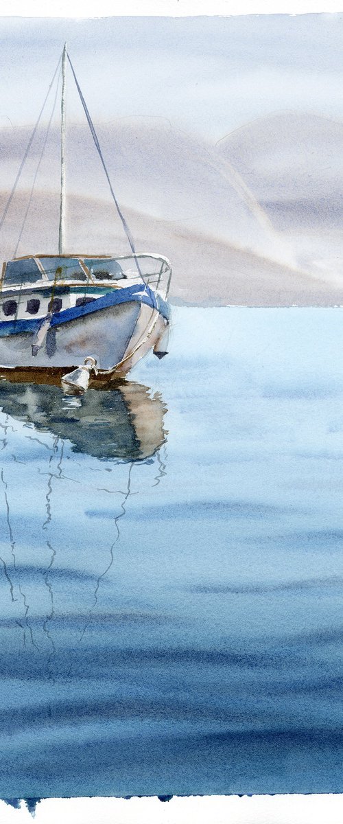Yacht on the sea #1 by Olga Tchefranov (Shefranov)