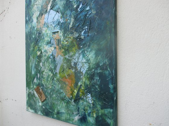 abstract green and blue - informel painting
