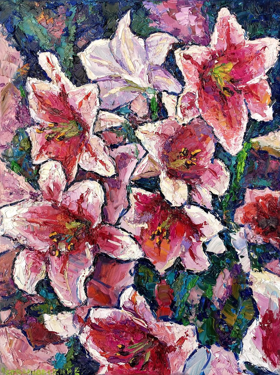 Red Lilies By Evgeny Chernyakovsky, 18 X 24, Artwork For Sale On Artfinder