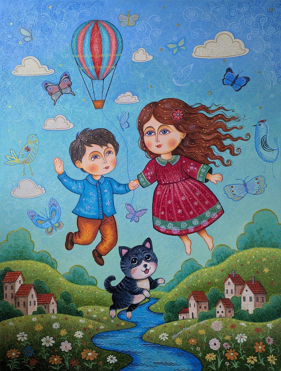 Naive Oil Painting , Where Dreams Begin By Stepan Ohanyan, 24 X 31, Artwork For Sale On Artfinder